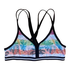 Jantzen Hawaiian Bikini Swim Top Mixed Print Stripes Girls Size 12